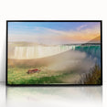 Large abstract wall art of Ontario scenery in muted colors on a framed acrylic, ideal for modern living room decor.