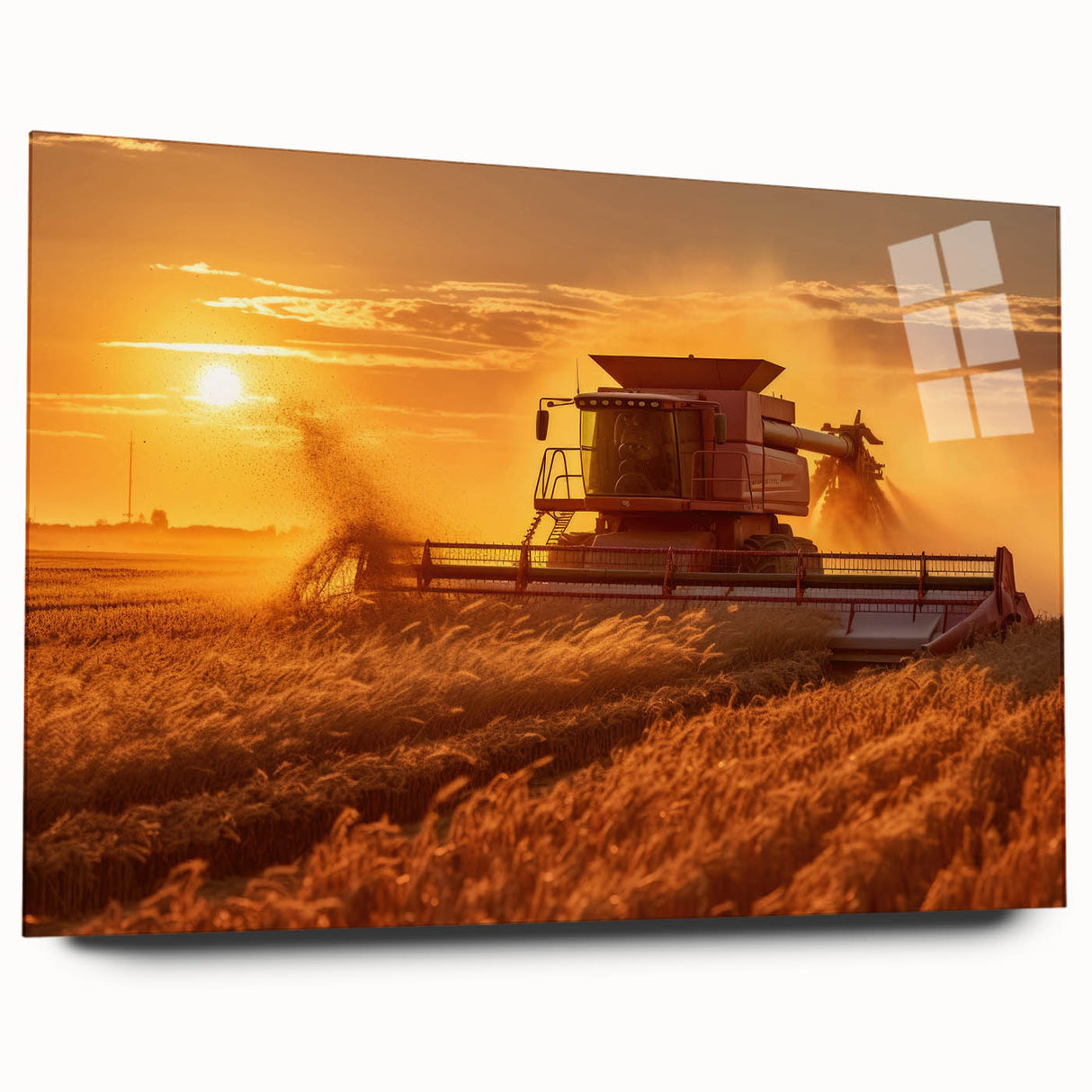 Large abstract wall art on acrylic depicting vibrant Saskatchewan scenery, ideal for bedroom or dining room decor.
