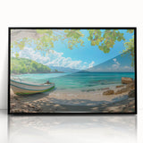 Large abstract wall art depicting a Caribbean scenery in Aruba.
