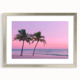 Extra large abstract art print of Caribbean scenery in silver frame, ideal for living room decor.