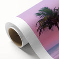 Art deco poster of a Caribbean Barbados scenery in pastel shades on rolled canvas, ideal for nursery wall art.