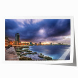 Extra large rolled print of a Caribbean Cuban scenery with vibrant floral elements, ideal for dining room wall art.