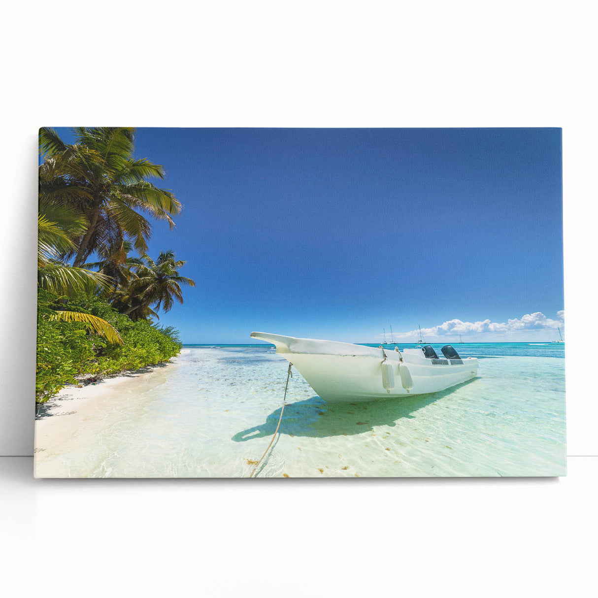 Black and white photograph of Caribbean scenery on large stretched canvas, suitable for kitchen wall art.