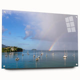 Large abstract wall art of Caribbean Martinique scenery on acrylic glass, with a vivid color palette.