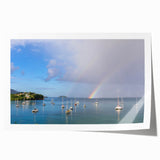 Extra large rolled print of Martinique scenery with vibrant green and blue tones, suitable for dining room wall art.