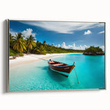 Framed canvas landscape art painting of a Costa Rican scene with vibrant colors on a black background.