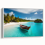Vintage poster art of a Costa Rican landscape on a large framed canvas, featuring vibrant colors against a black background.