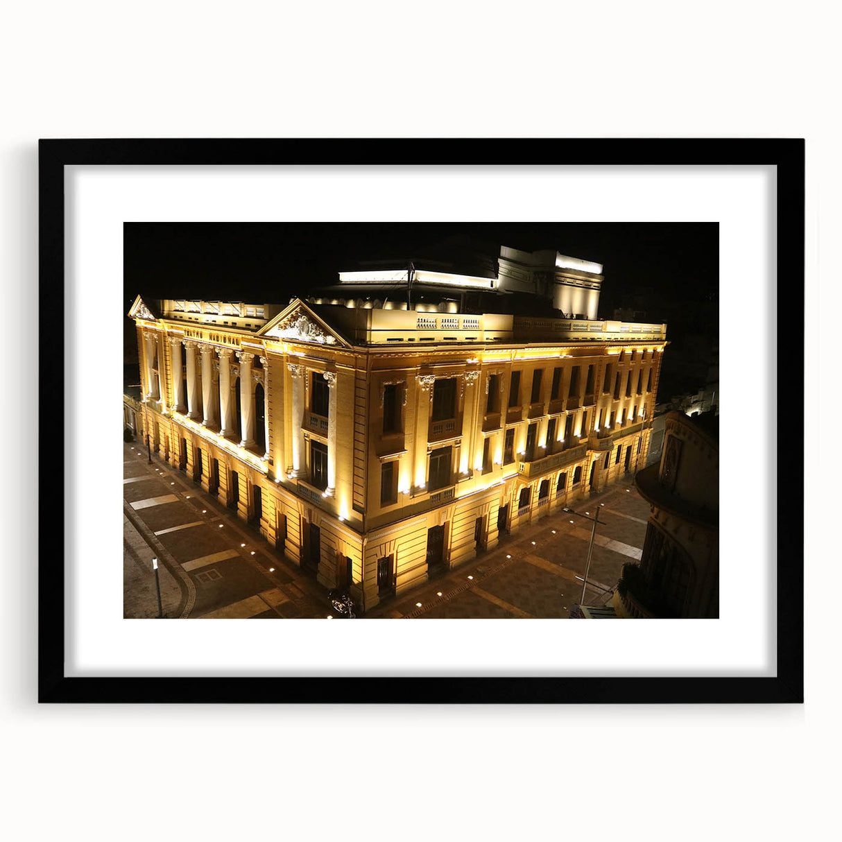 Extra large framed abstract art print featuring a colorful, textured depiction of a Central American scenery.