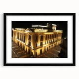 Extra large framed abstract art print featuring a colorful, textured depiction of a Central American scenery.