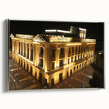 Landscape art painting of El Salvador scenery in vibrant colors on a silver-framed canvas, ideal for living room decor.