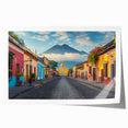 Extra large rolled print of a Central American landscape with vibrant floral elements, ideal for art wall dining room.
