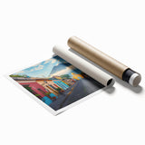 Extra large rolled print of a Guatemalan landscape with vibrant floral elements.