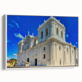 Framed canvas of a black and white vintage landscape painting depicting Central America, ideal for bedroom wall art.