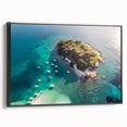 Black and white framed canvas of a vintage Albanian landscape, ideal for bedroom wall art.
