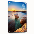Large abstract wall art depicting a European Cyprus landscape in muted earth tones, printed on acrylic glass.