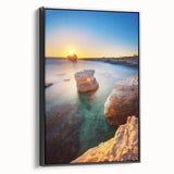 Black and white framed canvas of a vintage European landscape, ideal for bedroom wall art.