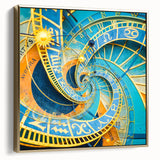 Framed canvas featuring a vintage-style Prague landscape in silver and gold tones, ideal for bedroom wall art.