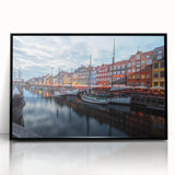 Large abstract wall art depicting a European scenery in Denmark, in black and white tones on a framed acrylic.