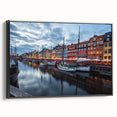 Black and white landscape art painting featuring a vintage European scenery on a framed canvas, ideal for bedroom decor.