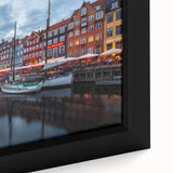 Extra large, textured black wall art featuring a colorful European scenery on framed canvas, ideal for living room decor.