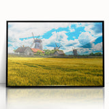 Large abstract wall art depicting a European Estonian landscape in muted earth tones on a framed acrylic.