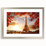 Extra large abstract art print of Paris scenery in muted gray and silver frame, ideal for living room wall decor.