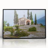 Large abstract wall art depicting a stylized French landscape in black acrylic, framed, ideal for modern art wall decor.
