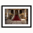 Extra large textured abstract art print of a colorful European scenery, framed with a black mat, ideal for living room decor.