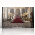 Large abstract wall art depicting the Versailles scenery in muted earth tones, framed in black acrylic.