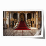 Rolled print of Versailles gardens with lush greenery and floral details, suitable for art wall dining room.