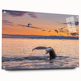 Acrylic print of a Greenland landscape featuring muted green and blue tones, ideal for dining room art.