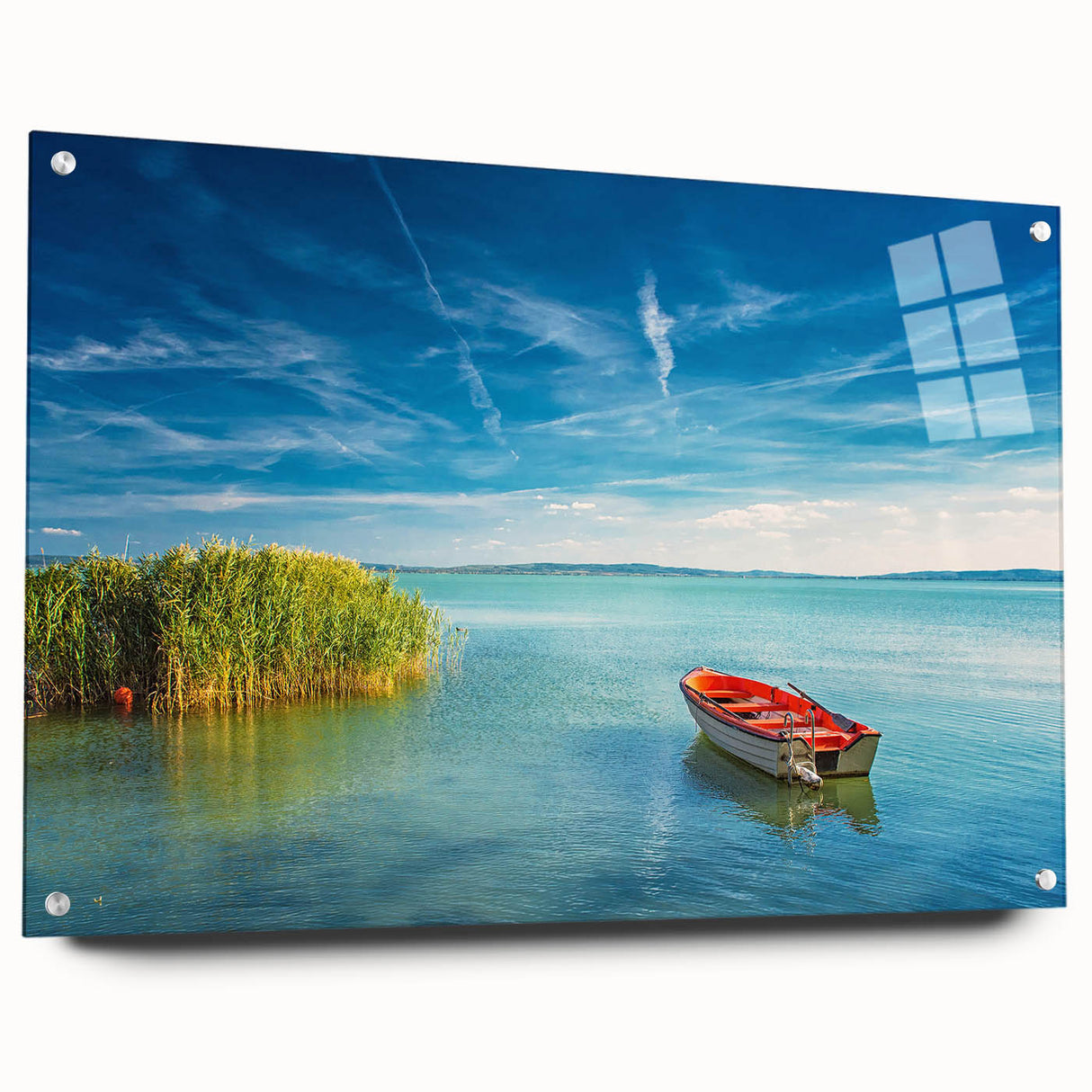 Acrylic print of a European landscape in muted earth tones, ideal for dining room decor.