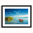 Extra large abstract art print of a colorful, textured European scenery on a black framed canvas.