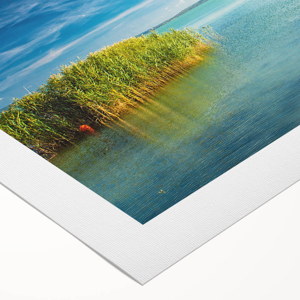 Art deco poster featuring a serene Hungarian landscape on rolled canvas, suited for dining room walls.