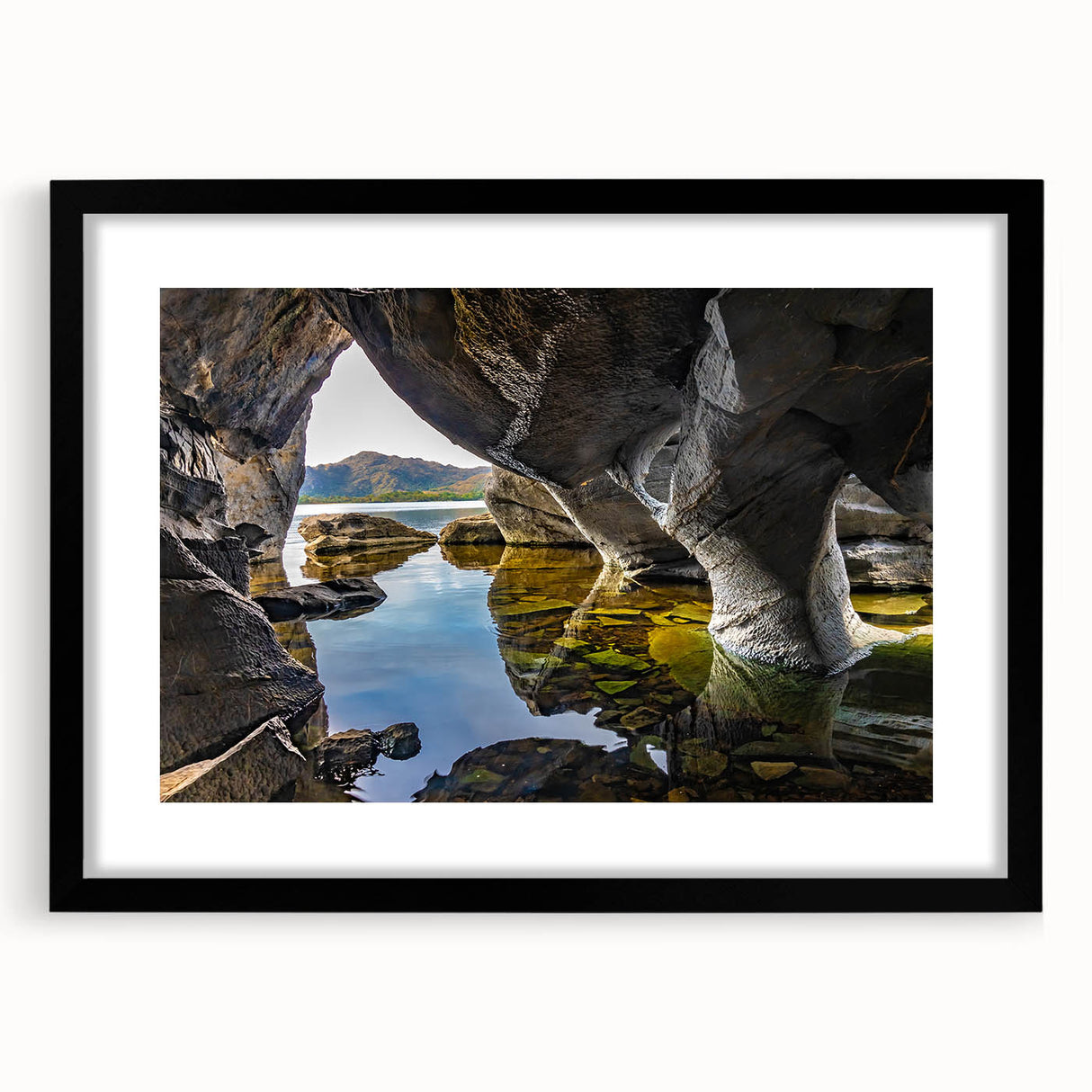 Extra large abstract art print of a colorful, textured Irish landscape on a framed canvas, ideal for living room decor.