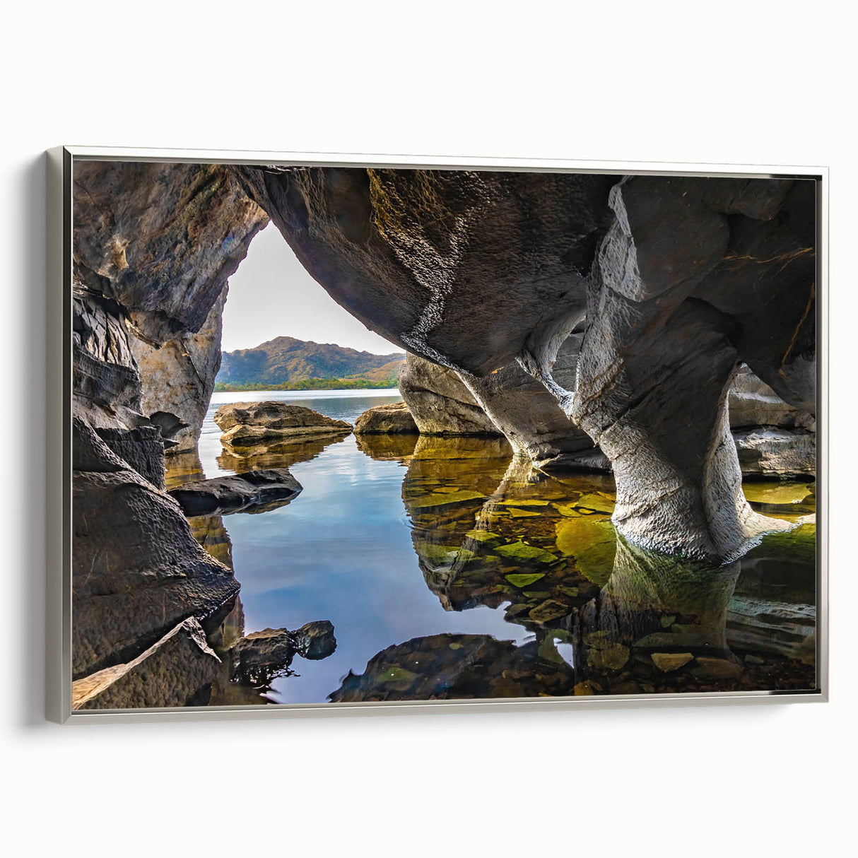 Landscape art painting of a scenic Ireland view in vibrant colors on a framed canvas, ideal for living room decor.