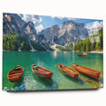 Acrylic print of the Dolomites in Italy, featuring a realistic landscape in muted earth tones.
