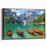 Black and white framed canvas of the Dolomites in Italy, ideal for bedroom wall decor.