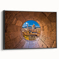 Black and white framed canvas of Florence landscape, vintage poster style, ideal for bedroom wall art.