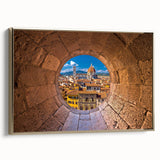 Framed canvas wall art depicting a vintage-style Florence landscape in muted gold and black tones.