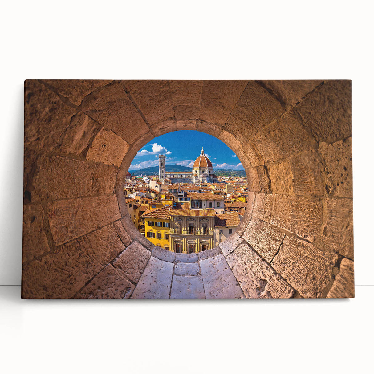 Black and white stretched canvas of Florence scenery, ideal for kitchen wall art.