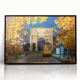 Large abstract wall art of Milan scenery in muted gray tones on a framed acrylic, suitable for modern living room decor.