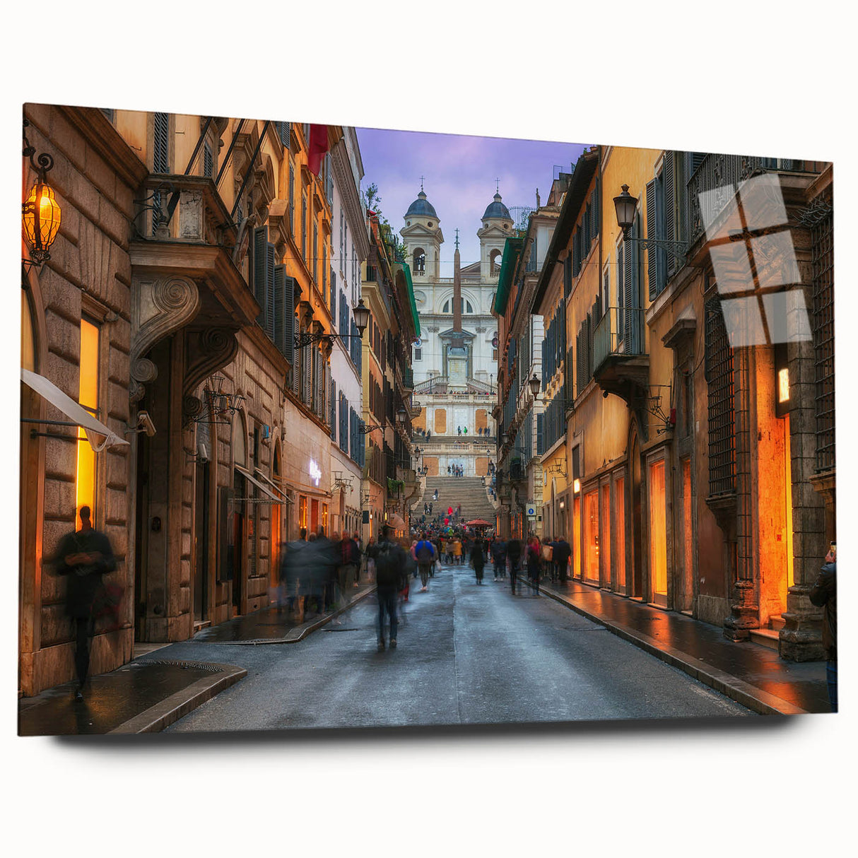 Acrylic print of a large abstract depiction of Rome, Italy, using muted earth tones, ideal for bedroom or dining room art.