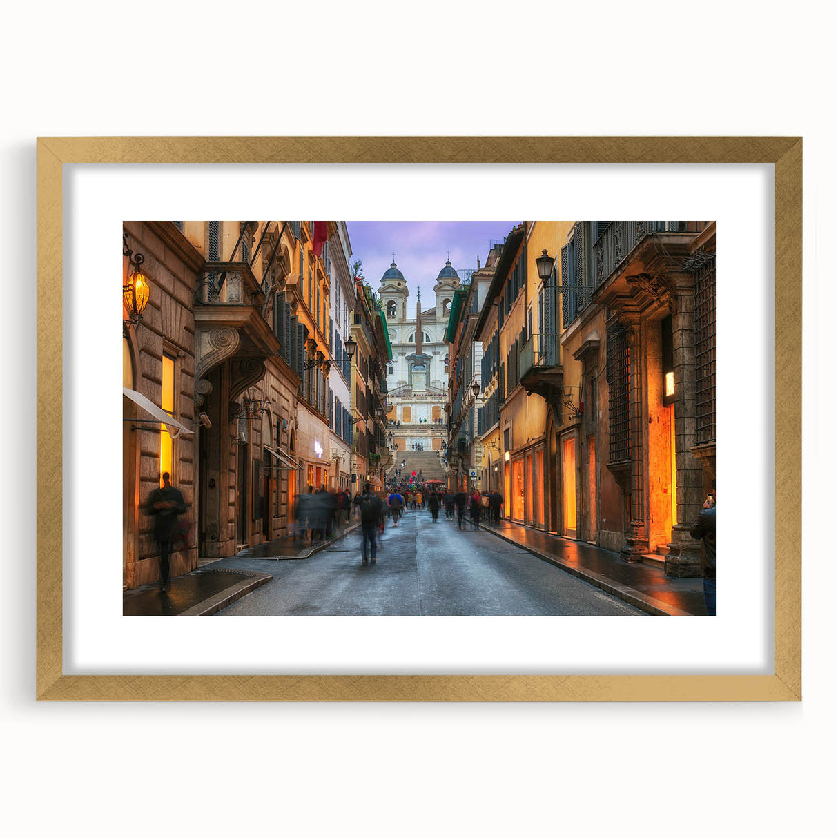 Abstract art print of Rome with muted earth tones on a framed canvas, suitable for dining room decor.