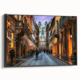 Black and white framed canvas of Rome landscape in a vintage poster style, ideal for bedroom wall art.