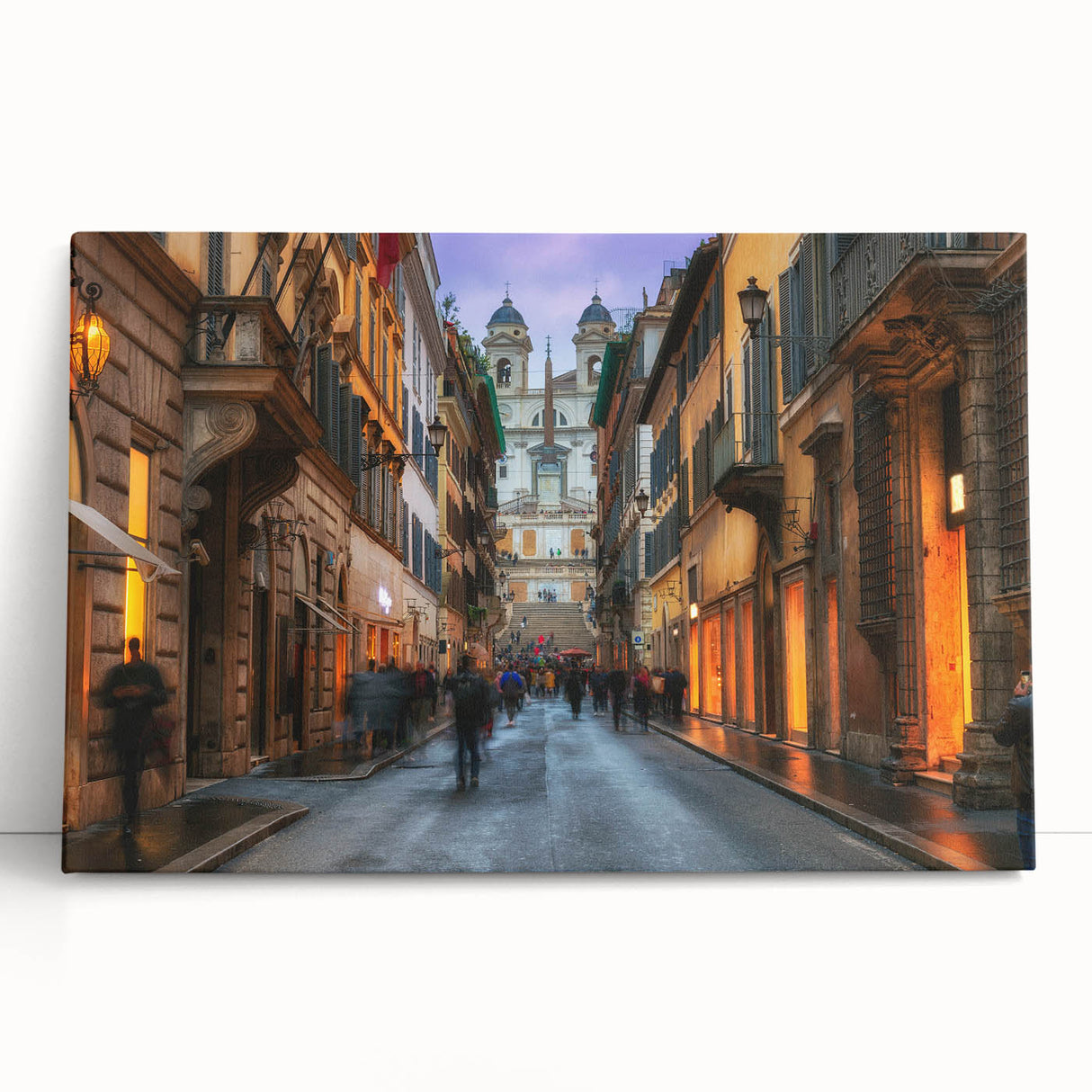 Black and white stretched canvas of Rome's architecture, ideal for kitchen wall art.