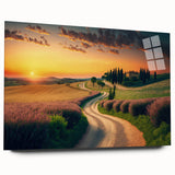 Acrylic print of a Tuscan landscape with muted earth tones, ideal for bedroom or dining room art.