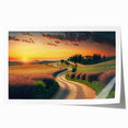 Scenic Tuscany landscape print on rolled canvas, featuring soft pastel hues, perfect for art wall dining room.