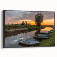 Black and white vintage poster art of a European landscape on framed canvas, ideal for bedroom wall decor.