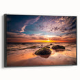 Black and white framed canvas of a vintage Lithuanian landscape, ideal for bedroom wall art.